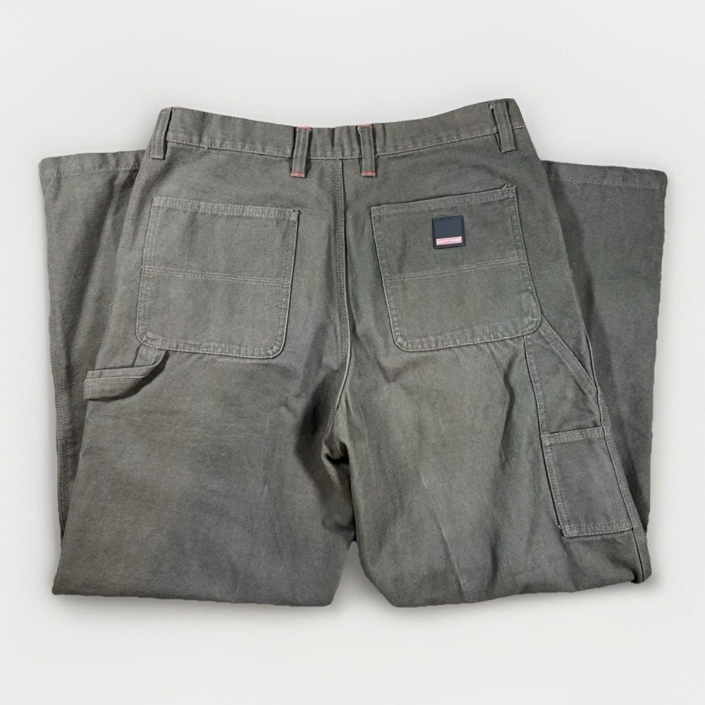 Craftsman Work Pants Mens 32x30 Gray Cotton Canvas Straight Leg Utility - Picture 5 of 10